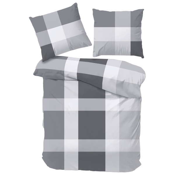 Fein-Biber Bettwäsche Karo grau/schwarz 135x200 / 80x80