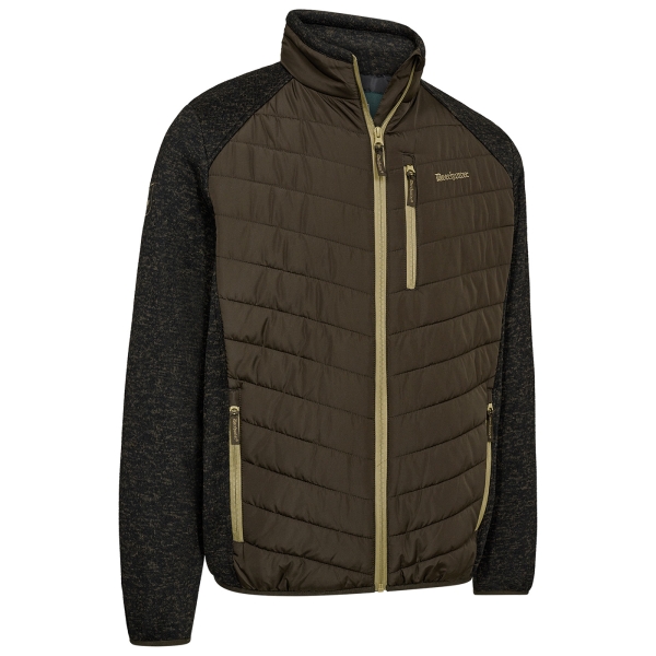 Wattierte Steppjacke Moor mit Strickfleece Einsätzen dunkelbraun/beige