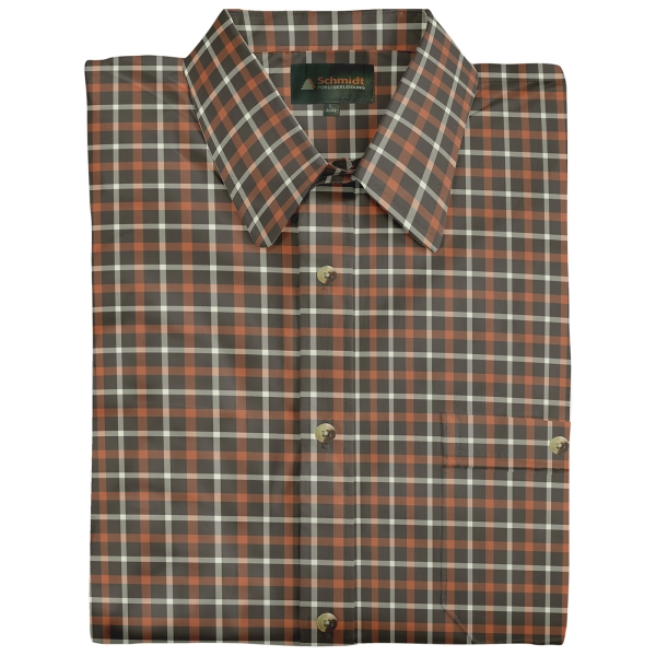 Karohemd kurzarm oliv/orange