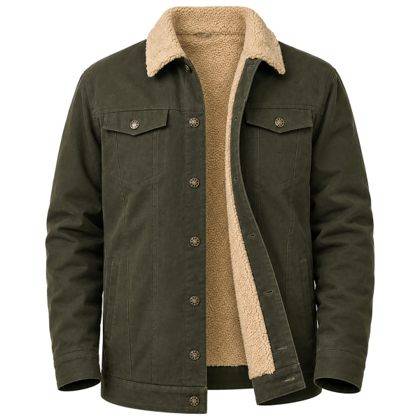 Jeansjacke oliv mit Teddyfutter khaki