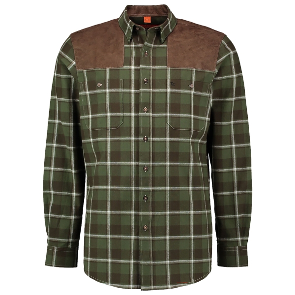 Karohemd Collin mit Lederimitat oliv/braun
