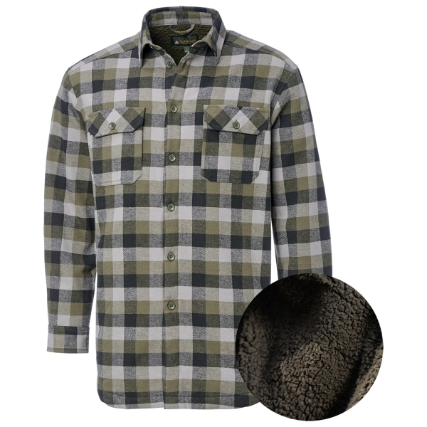Flanell-Karohemd mit Teddy Innenfutter oliv/grau/anthrazit