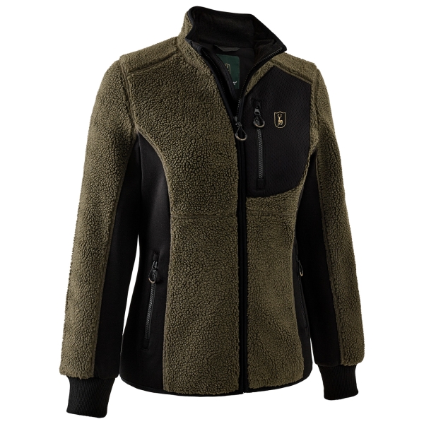 Damen Faserpelzjacke Lady Roja oliv/schwarz