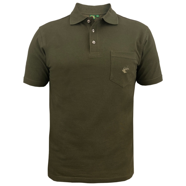 Poloshirt Hirschkopf oliv