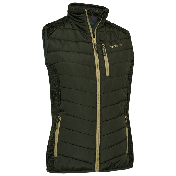 Wattierte Steppweste Lady Moor mit Strickfleece Einsätzen oliv/beige