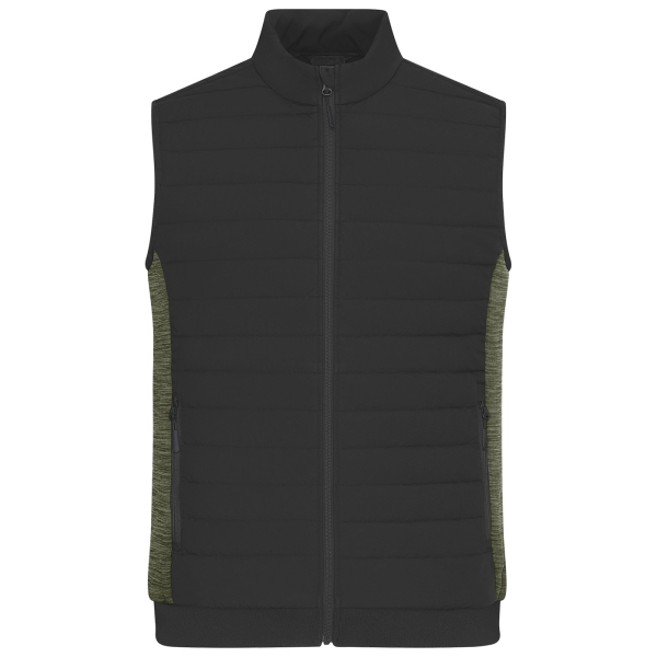 Wattierte Steppweste mit Strickfleece Einsätzen schwarz/oliv