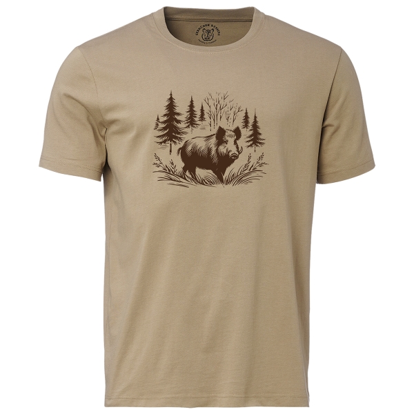 T-Shirt Wildschwein im Wald beige/braun