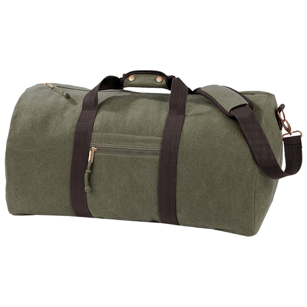Heritage canvas Reisetasche rund oliv
