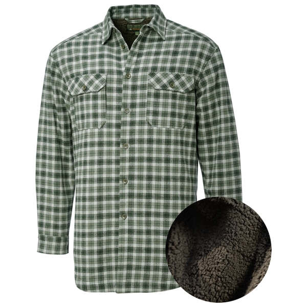 Flanell-Karohemd mit Teddy Innenfutter oliv/grau