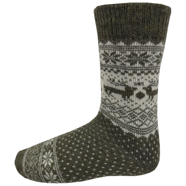 Norweger-Socken mit Merino-/Alpakawolle 2er Pack grün/weiß