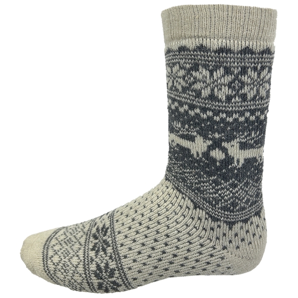 Norweger-Socken mit Merino-/Alpakawolle 2er Pack wollweiß/anthrazit