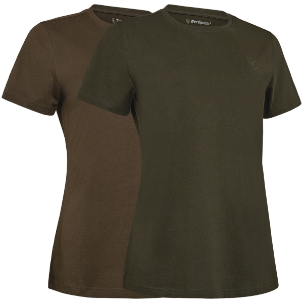 Damen Basis T-Shirt im 2er-Pack oliv/braun